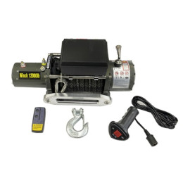 Лебедка электрическая 12V Electric Winch 12000lbs / 5443 кг (синтетический трос)