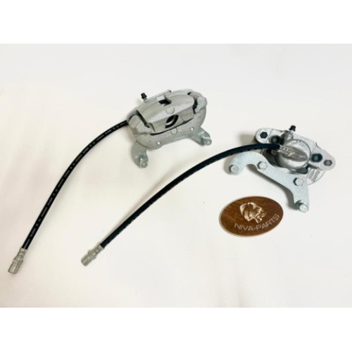 Комплект передних тормозов с суппортами 2108 и переходными пластинами для установки на автомобили НИВА 21214, 2123.