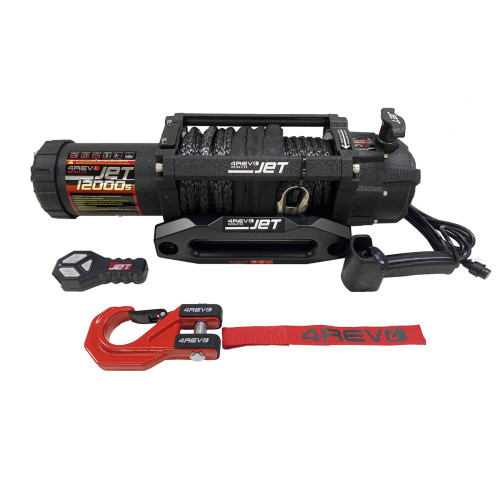 Лебедка автомобильная 4REVO JET 12000s 12В скоростная/ влагозащищенная (Синтетический трос)