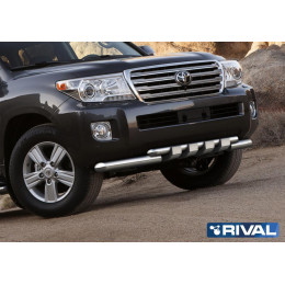 Защита переднего бампера d76+d57 с профильной защитой картера RIVAL Toyota Land Cruiser 200 2011-2015  R.5713.001