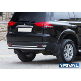 Защита заднего бампера d76+d42 RIVAL Mitsubishi Pajero Sport 2008-2013-2016 R.4007.009