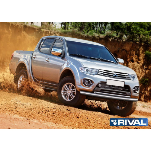 Защита переднего бампера d76+d42 RIVAL Mitsubishi L200 2006-2015 R.4004.016