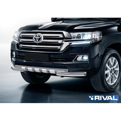 Защита переднего бампера d76+d57 с профильной защитой картера RIVAL Toyota Land Cruiser 200 2015- R.5717.004