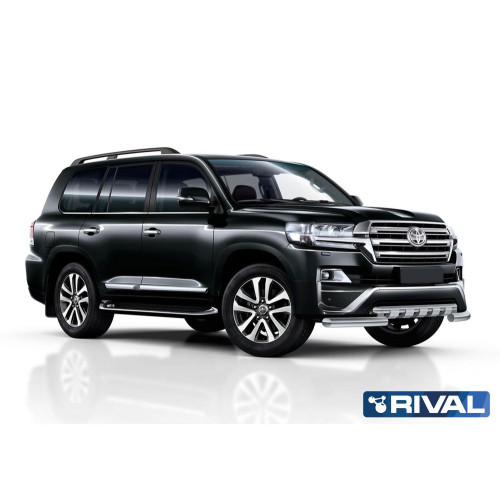 Защита переднего бампера d76+d57 с профильной защитой картера RIVAL Toyota Land Cruiser 200 Executive 2016-2017  R.5717.014