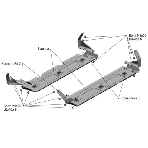 Защита топливного бака АвтоБроня UAZ Hunter 2009-  222.06323.1