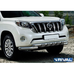 Защита переднего бампера d76+d57 с профильной защитой картера RIVAL Toyota Land Cruiser Prado 150 2009-2013-2017 R.5704.034