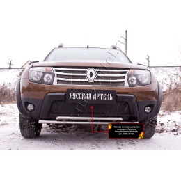 Зимняя заглушка решетки переднего бампера без «дхо» и обвеса Русская артель Renault Duster 2010-2014  ZRRD-037802