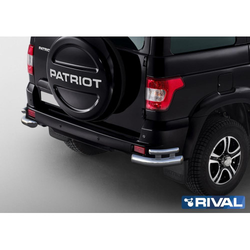 Защита заднего бампера d76+d42 уголки RIVAL UAZ Patriot 2014-2016-  R.6302.010