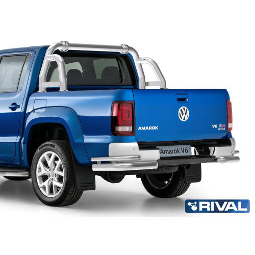 Защита заднего бампера d76+d42 уголки RIVAL Volkswagen Amarok 2016-  R.5804.010