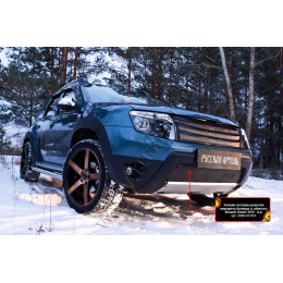 Зимняя заглушка решетки переднего бампера без «дхо» с обвесом Русская артель Renault Duster 2010-2014  ZRRD-037822