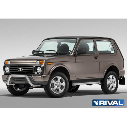 Защита переднего бампера d57 скоба RIVAL Lada 4х4 Urban 3d 2014-  R.6004.001