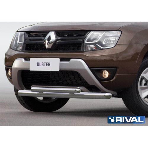 Защита переднего бампера d57+d42 RIVAL Renault Duster 2015-  R.4703.002