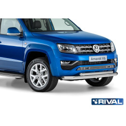 Защита переднего бампера d76+d57 RIVAL Volkswagen Amarok 2016-  R.5804.003