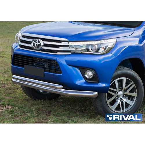 Защита переднего бампера d76+d57 (кроме Exclusive) RIVAL Toyota Hilux 2015-  R.5716.001