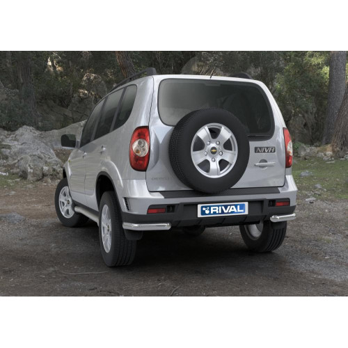 Защита заднего бампера d57 уголки RIVAL Chevrolet Niva 2009-  R.1004.012