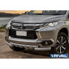 Защита переднего бампера d76+d57 с профильной защитой картера RIVAL Mitsubishi Pajero Sport 2016-  R.4012.004