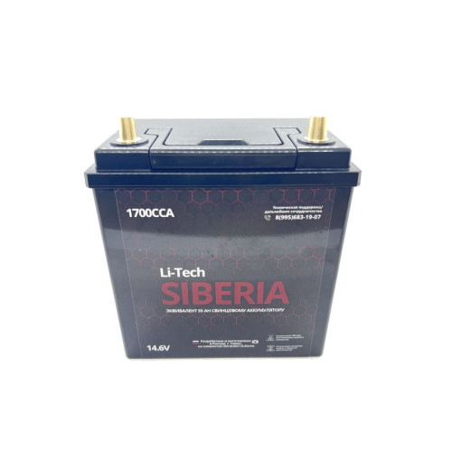 Авто-Мото аккумулятор Литий-Титанат (LTO) Li-Tech SIBERIA 24Ah пусковой ток 1700 ССА тип корпуса B19 обратная полярность (187мм х 129мм х 225мм) элементы питания LG