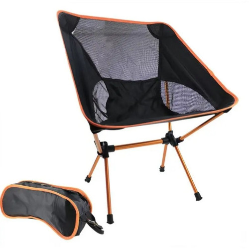 Кресло туристическое YL05 складное (компактное и легкое), черное, оранжевые ножки, до 110 кг