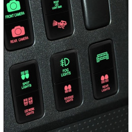 Выключатель задн.блокировки и компрессора двойной Toyota 40x20 красный/зеленый   (два в одном)  120 Prado, Hilux и другие 