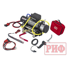 Лебёдка переносная РИФ 9500S c квадратом для фаркопа, стальной трос (облегченная)