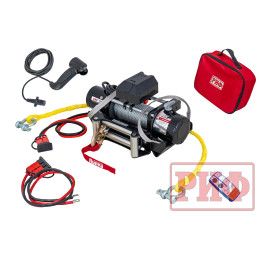 Лебёдка переносная РИФ 12000 c квадратом для фаркопа, стальной трос (облегченная)