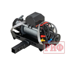 Лебёдка переносная РИФ 12000 c квадратом для фаркопа, стальной трос (облегченная)