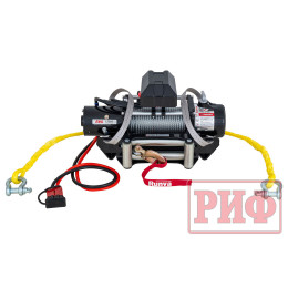 Лебёдка переносная РИФ 12000 c квадратом для фаркопа, стальной трос (облегченная)