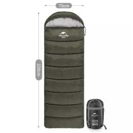 Мешок спальный Naturehike U350, (190х30)х75 см, (правый) (ТК: +1°C), темно-зеленый