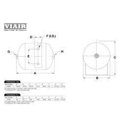 Ресивер VIAIR 0.5Ga/2л 2 входа