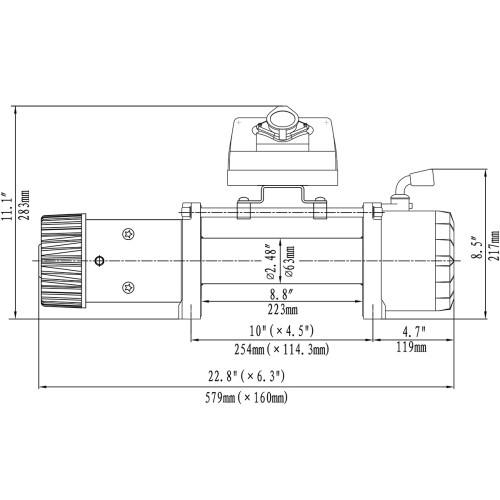 Лебёдка автомобильная электрическая 12V Runva 12000 lbs 5443 кг (стальной трос)