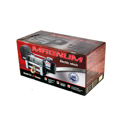 Лебёдка автомобильная электрическая 12V Magnum 9000 lbs 4200 кг (синтетический трос)