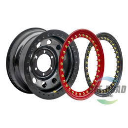 Диск усиленный стальной черный 6x139,7 8xR16 d110 ET-19 с двойным бедлоком (красный)