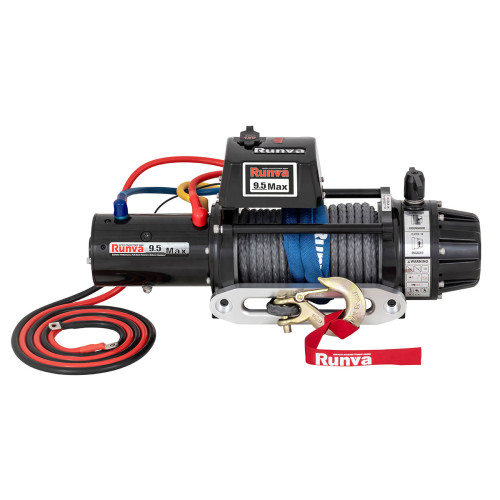 Лебёдка автомобильная электрическая 12V Runva 9500 lbs 4350 кг влагозащищенная, синтетический трос