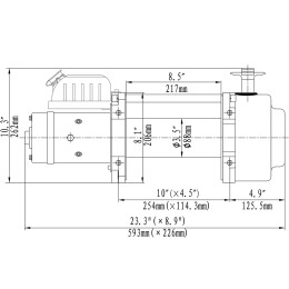 Лебёдка электрическая (индустр.) 24V Runva 15000 lbs 6800 кг синтетический трос