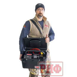 Лебёдка переносная РИФ 2500ASR c малой площадкой и проводами, синтетический трос (в защитном кейсе)