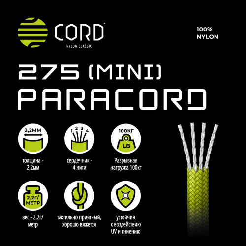 Паракорд 275 (мини) CORD nylon 10м (blue)