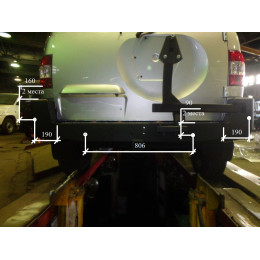 Бампер РИФ силовой задний УАЗ Патриот 2005-2014 с квадратом под фаркоп и калиткой, стандарт, под парктроник