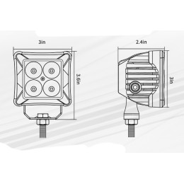 Светодиодные фары рабочего света AURORA 76x76 мм 40W LED