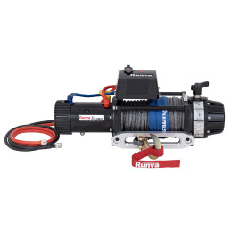 Лебёдка электрическая 12V Runva 9500 lbs 4350 кг высокоскоростная, влагозащищенная, синтетический трос
