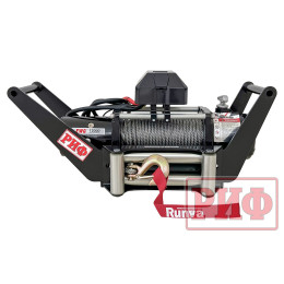 Лебёдка переносная РИФ 12000 c площадкой в квадрат для фаркопа и проводами (в сборе), стальной трос