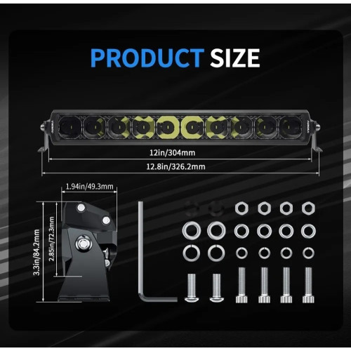 Светодиодная фара дальнего света AURORA 254 мм 75W с RGB подсветкой