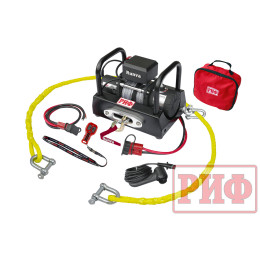 Лебёдка переносная РИФ 5000SR c площадкой и проводами (в сборе), синтетический трос