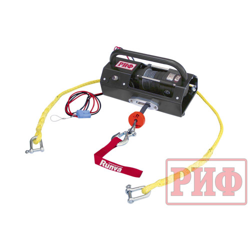 Лебёдка переносная РИФ 2500ASR c малой площадкой и проводами (в сборе) синтетический трос