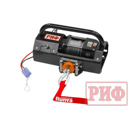 Лебёдка переносная РИФ 2500A c малой площадкой и проводами (в сборе) стальной трос