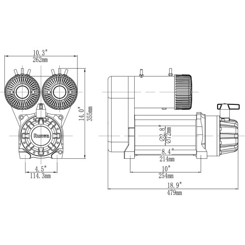 Лебёдка автомобильная электрическая 12V Runva 10000 lbs 4500 кг двухмоторная (синтетический трос) 