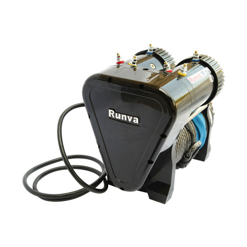 Лебёдка автомобильная электрическая 12V Runva 10000 lbs 4500 кг двухмоторная (синтетический трос) 