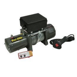 Лебёдка электрическая 12V Electric Winch 6000 lbs 2722 кг (влагозащищенная) 3 контакта, сталь.трос