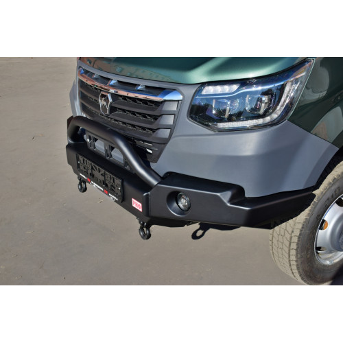 Бампер РИФ силовой передний для ГАЗ Соболь NN под штатные фары, с центральной защитной дугой, стандарт