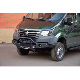 Бампер РИФ силовой передний для ГАЗ Соболь NN под штатные фары, с центральной защитной дугой, стандарт