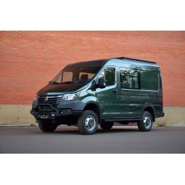 Бампер РИФ силовой передний для ГАЗ Соболь NN под штатные фары, с центральной защитной дугой, стандарт